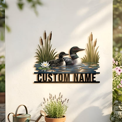 Personalized Loon Metal Wall Art – Custom Name Lake House Sign, Gift For Cabin Or Lake Home Decor