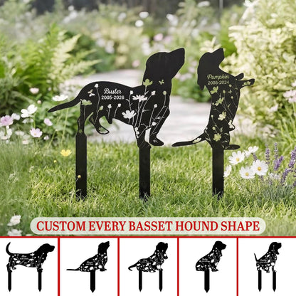 Personalized Basset Hound Memorial Stake – Custom Name Dog Grave Marker, Gift For Dog Lover