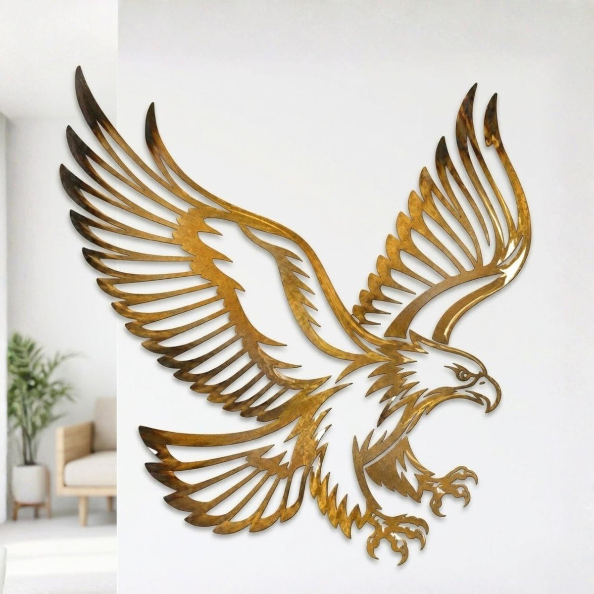 Bronze Flying Eagle Metal Wall Art – Rustic Patriotic Cabin Decor, Gift For Him
