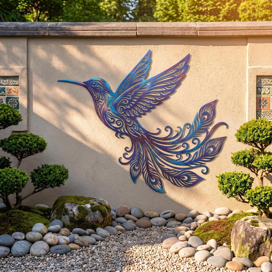 Hummingbird Metal Wall Art – Ornate Bird Of Paradise Sculpture, Gift For Bird Lover