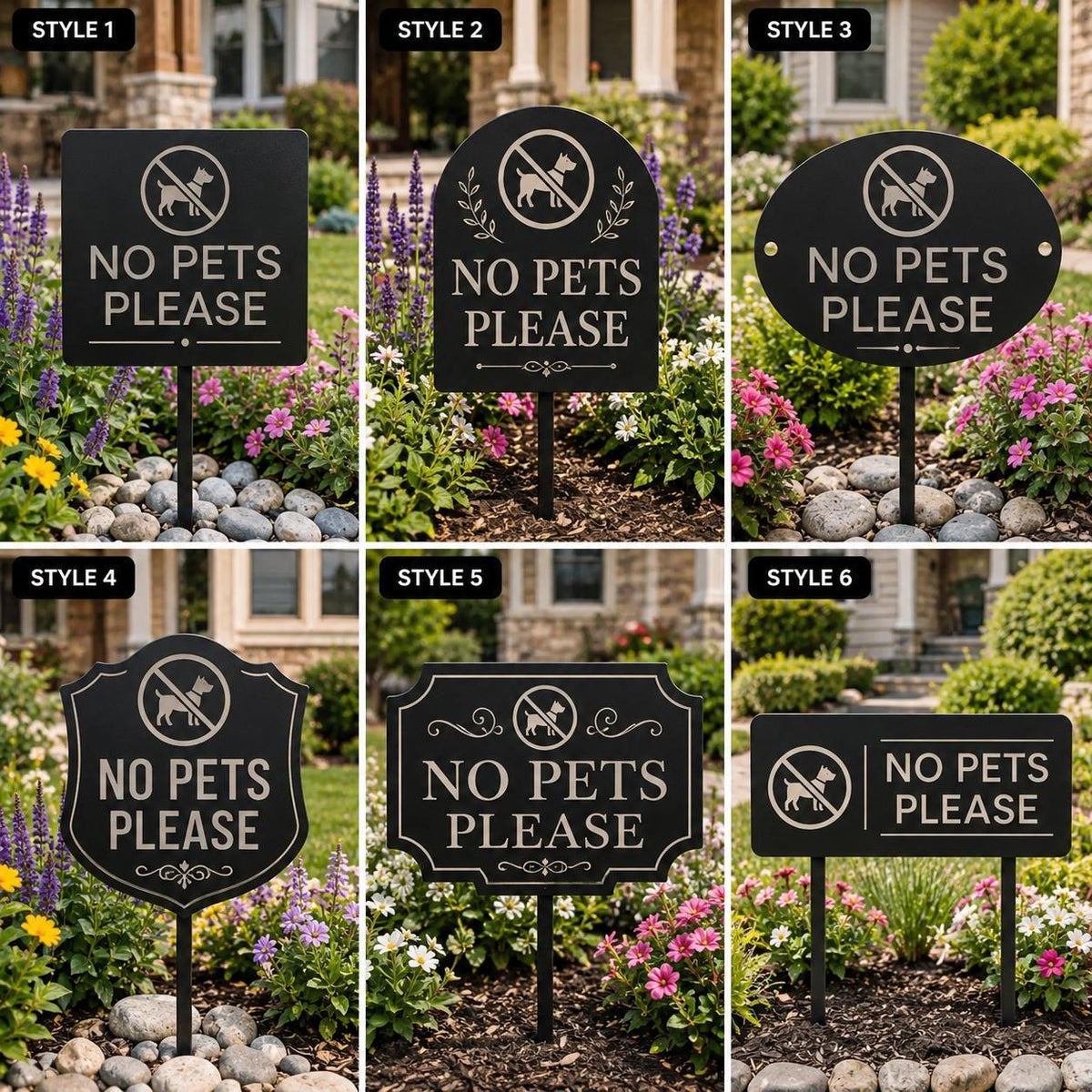 No Pets Please Yard Sign – Metal Lawn Stake Keep Dogs Off Grass Decor, Gift For Homeowner