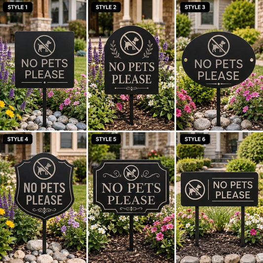 No Pets Please Yard Sign – Metal Lawn Stake Keep Dogs Off Grass Decor, Gift For Homeowner