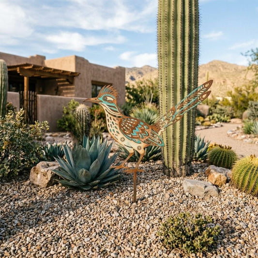 Roadrunner Metal Garden Stake – Southwestern Desert Bird Yard Art, Arizona Gift