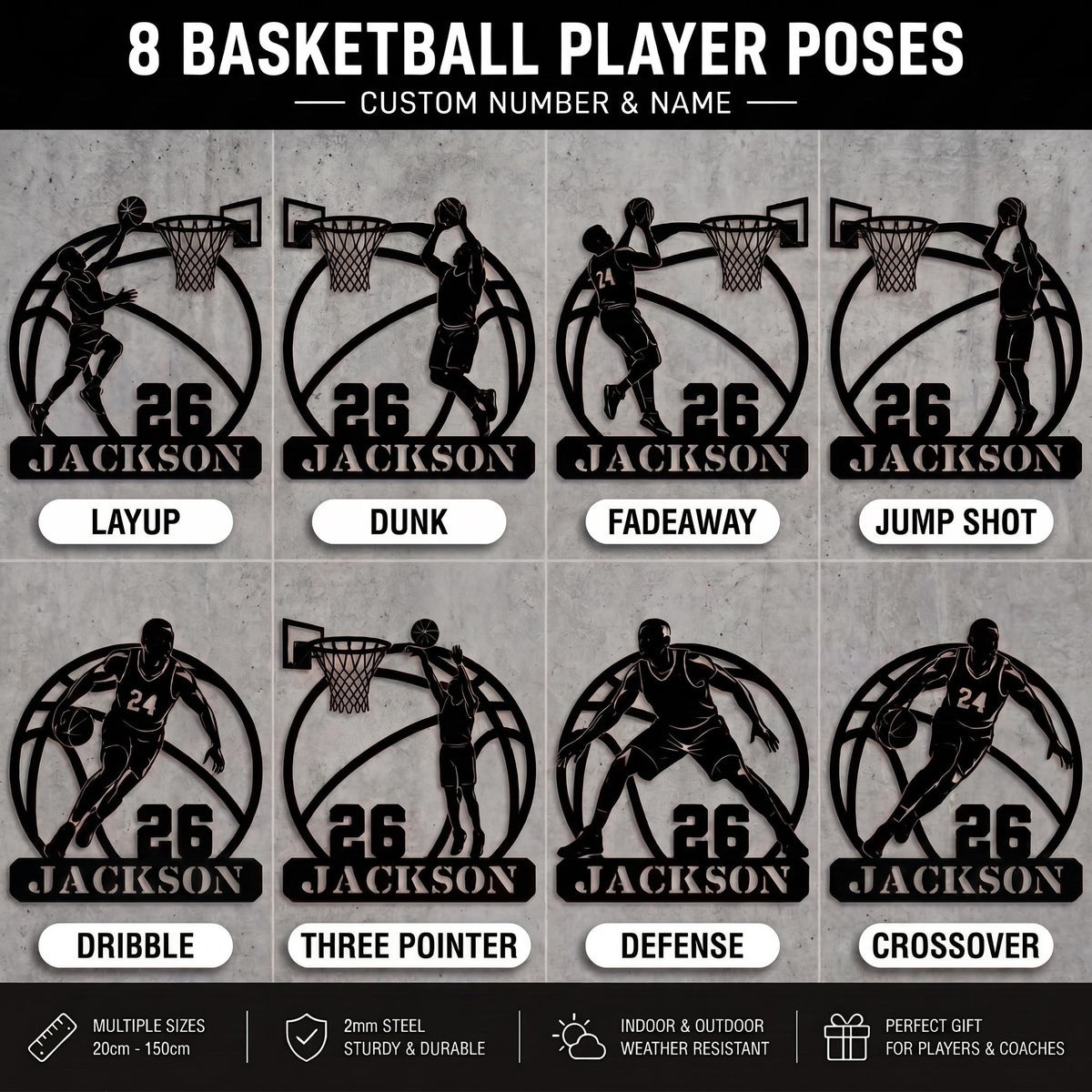 Custom Basketball Player Metal Wall Art – Personalized Slam Dunk Decor, Sports Wall Art, Laser Cut Gift For Athletes & Fans Basketball Gifts