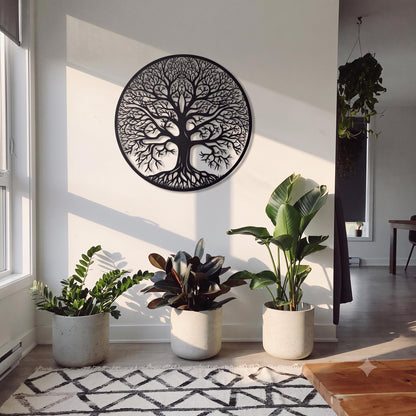 Large Tree Of Life Metal Wall Art, Modern Steel Nature Sculpture, Statement Wall Hanging For Living Room, Bedroom Or Outdoor Wall Decor