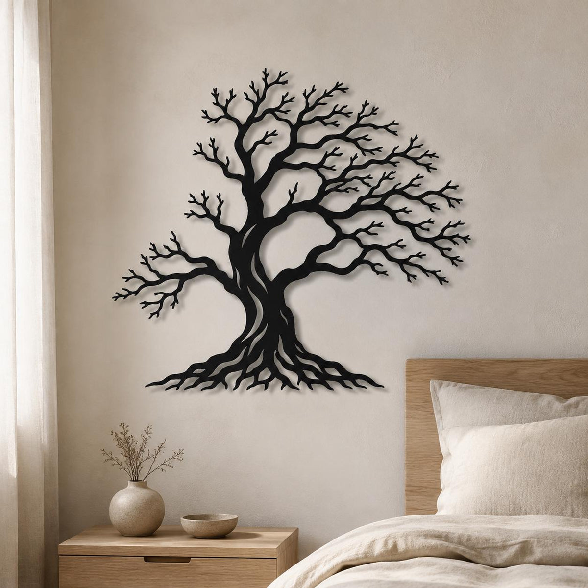Metal Tree Wall Art, Large Bonsai Tree Decor, Nature Silhouette Sculpture, Modern Living Room Bedroom Wall Hanging Sign, Unique Steel Art