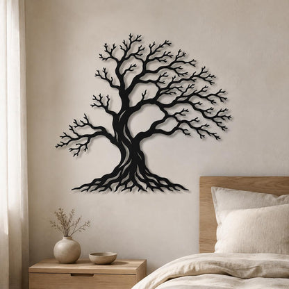 Metal Tree Wall Art, Large Bonsai Tree Decor, Nature Silhouette Sculpture, Modern Living Room Bedroom Wall Hanging Sign, Unique Steel Art