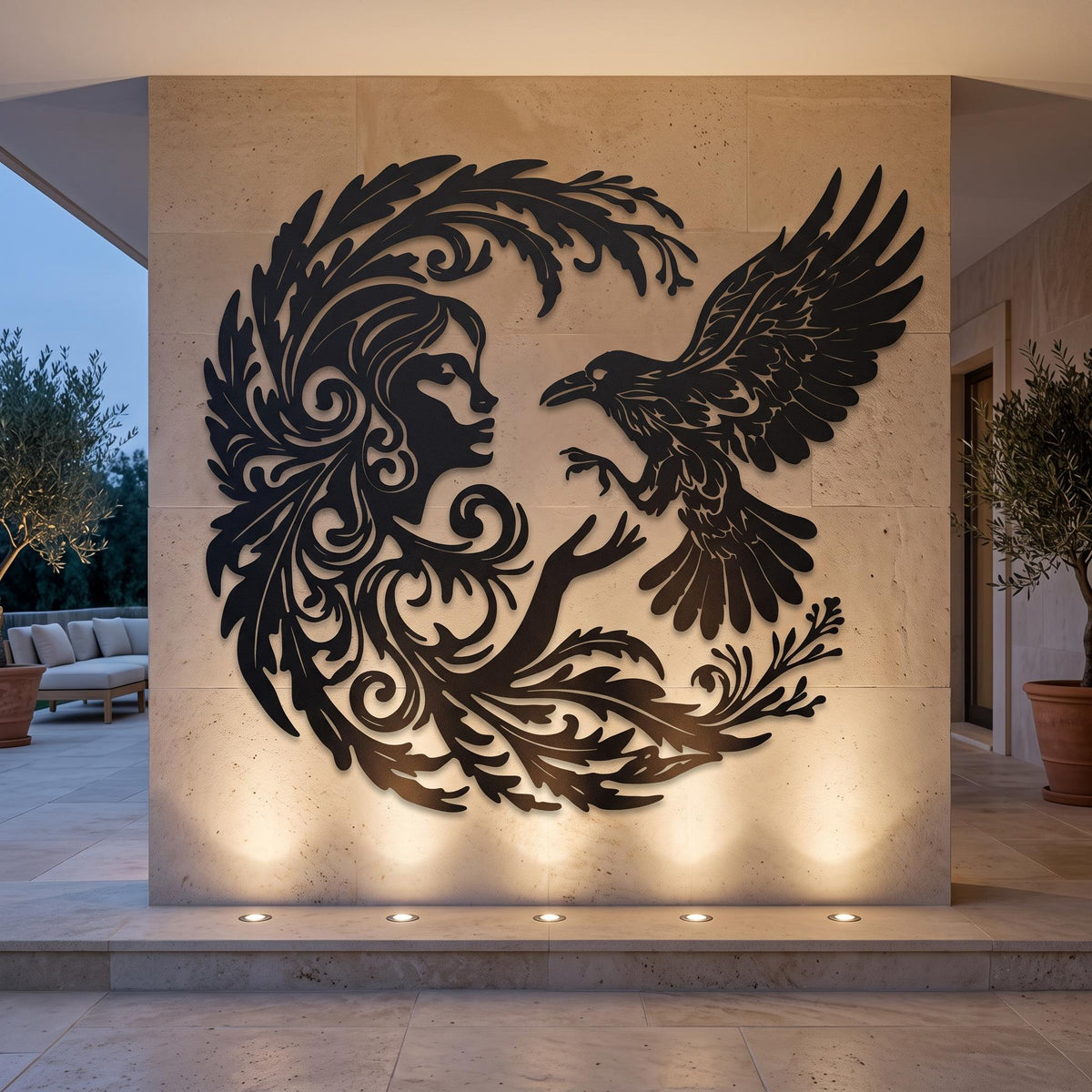 Metal Wall Art, Raven And Nature, Gothic Home Decor (2mm Metal)