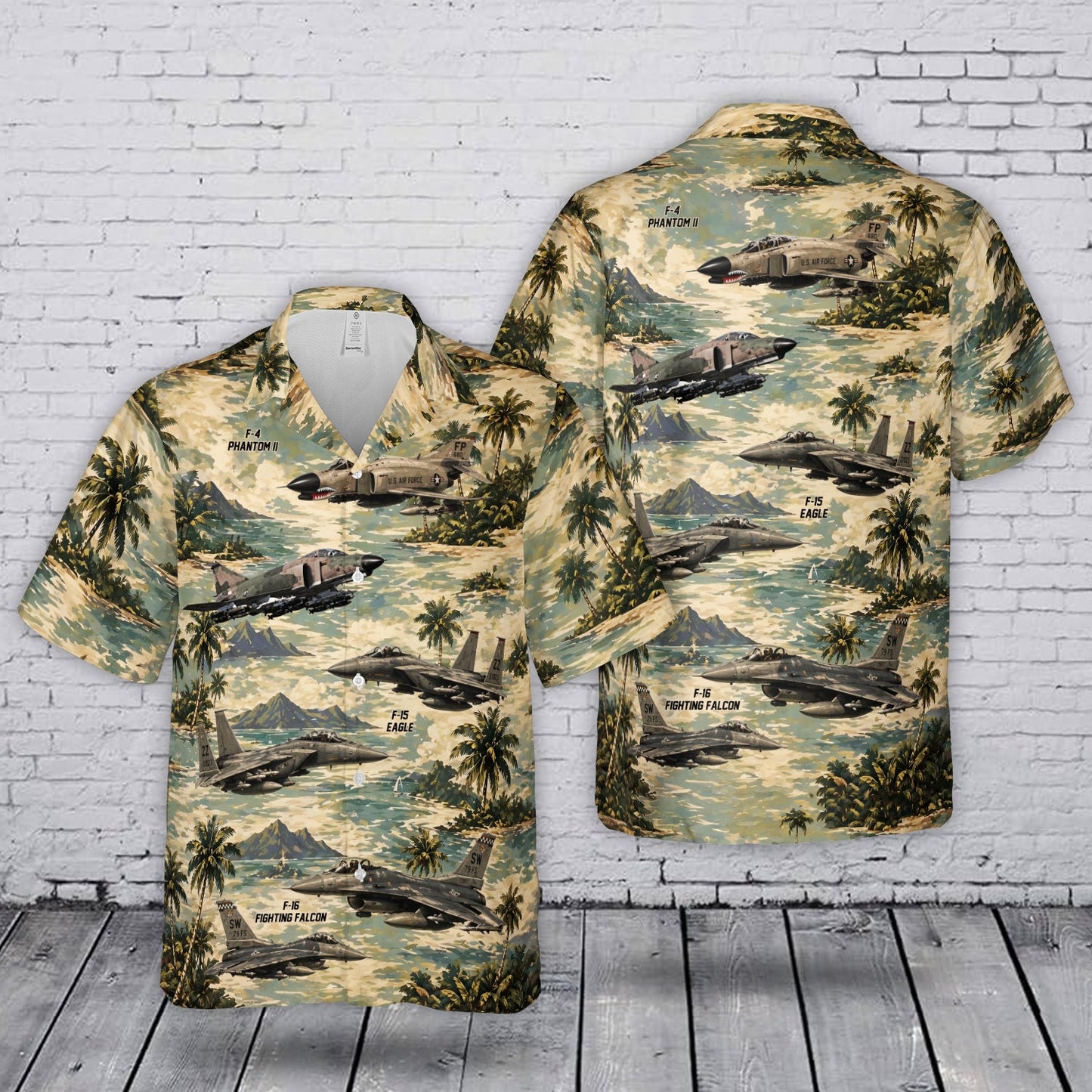 USAF F-4 Phantom II F-15 Eagle F-16 Fighting Falcon Hawaiian Shirt